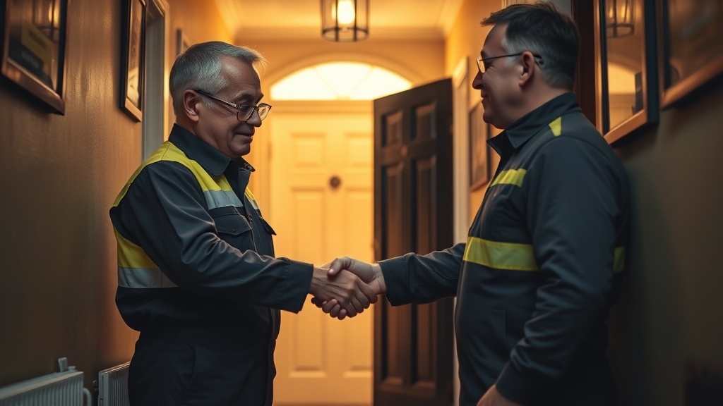 Engineer shaking hands with a Southgate homeowner after locating their leak